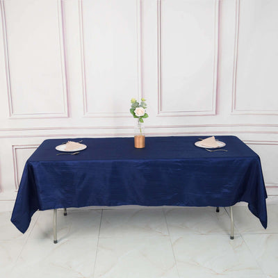 Taffeta Rectangle Tablecloth 60"x102" Navy Blue Accordion Crinkle Table Cover