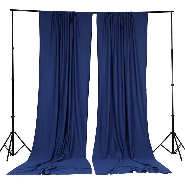 Navy Blue Scuba Polyester Backdrop Drape Curtains, Inherently Flame Resistant Event Divider Panels