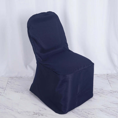 Polyester Banquet Chair Cover Navy Blue - Reusable Stain-Resistant Slipcover
