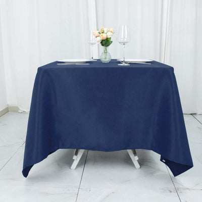 Premium Polyester Square Tablecloth 70"x70" Navy Blue - Wrinkle-Resistant 220GSM Table Topper