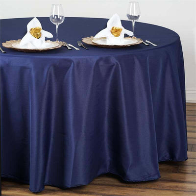 Polyester Round Tablecloth 108" Navy Blue - Durable and Stain-Resistant for Easy Maintenance