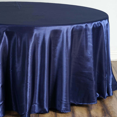 Satin Round Tablecloth 108" Navy Blue - Smooth & Durable Table Cover
