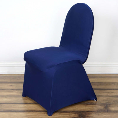 Spandex Stretch Fitted Banquet Chair Cover 160GSM Navy Blue - Durable Slip-On Slipcover