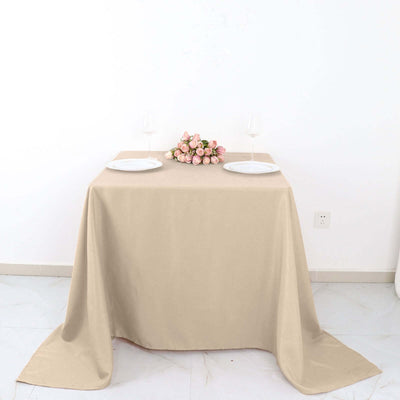 Polyester Square Tablecloth 90"x90" Nude - Wrinkle-Resistant & Durable Table Cover