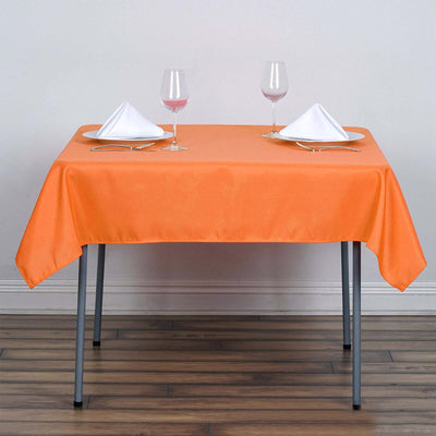 Polyester Square Tablecloth 54"x54" Orange - Wrinkle-Resistant Table Cover
