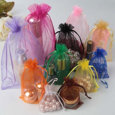 10 Pack Chocolate Organza Drawstring Wedding Party Favor Gift Bags 5"x7"