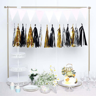 Metallic Gold Foil Tassels Fringe Garland, Tinsel Streamer Party Backdrop Decorations 7.5ft Long