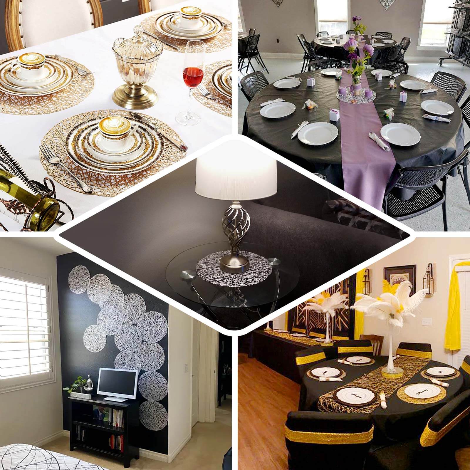 6 Pack 15 Black Vinyl Round Placemats EFavormart Com   PLMAT VIN09 EBC2 72dba50e Bbfc 416f Abdc Dea9ed0b0489 