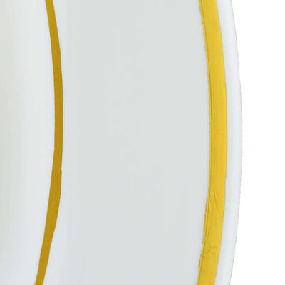 10-Pack Plastic Soup Bowls 12oz White with Gold Rim - Disposable Round Bowls for Events