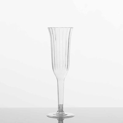 12-Pack Plastic Champagne Flutes 6oz Clear Flared Design - Disposable Glasses with Detachable Base