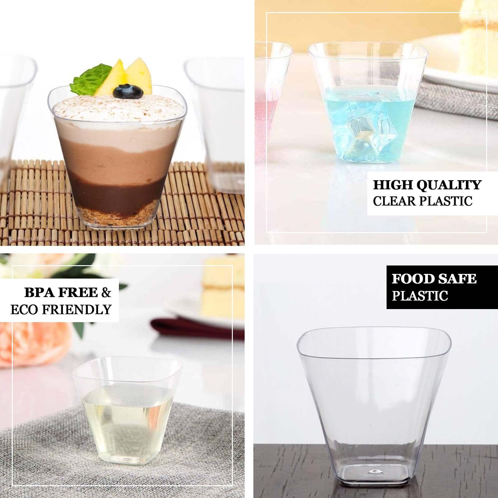 24-Pack 4oz Clear Rounded Cube Plastic Cups | eFavormart.com