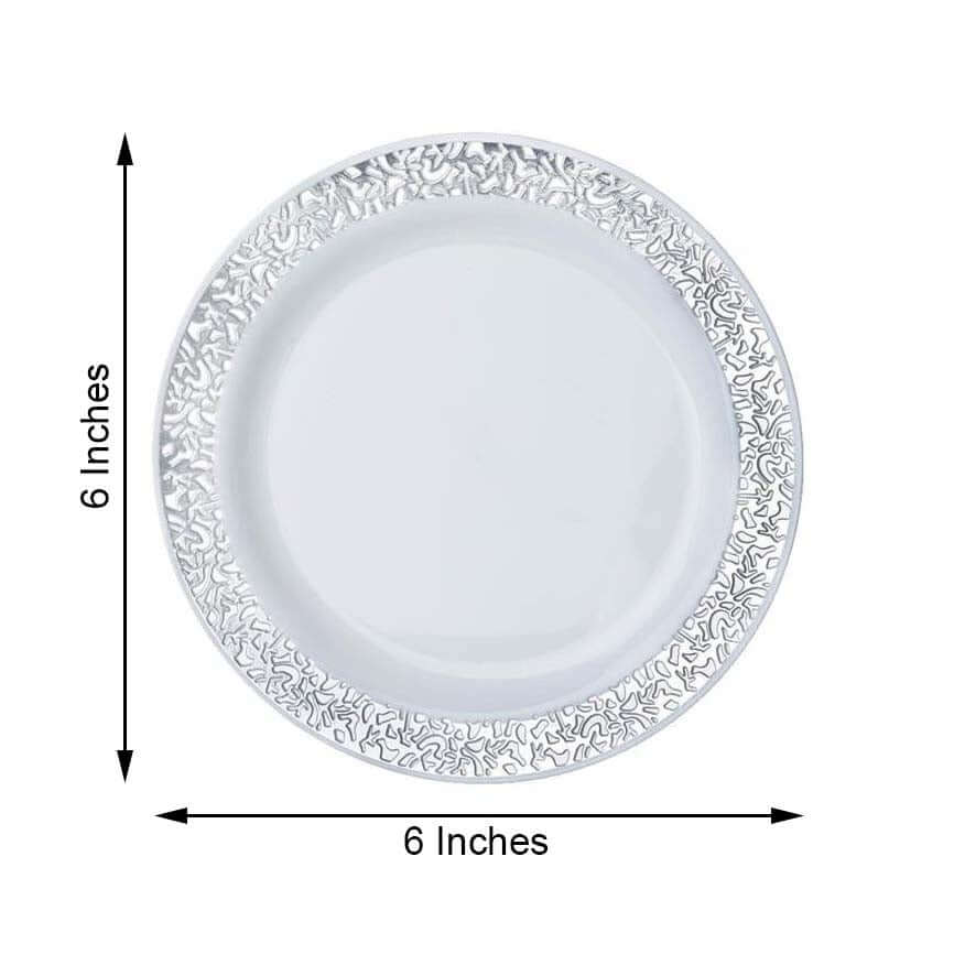 10-Pack Silver Lace Rim Salad Plates | eFavormart.com