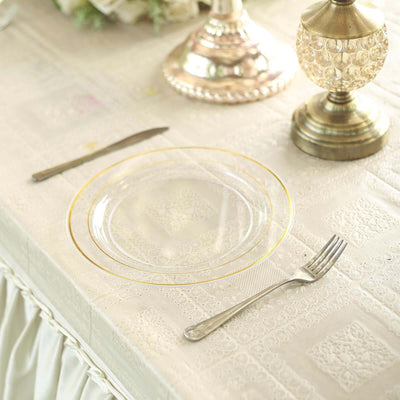 10-Pack Plastic Dinner Plates 10" Clear with Très Chic Gold Rim - Disposable Plates for Weddings