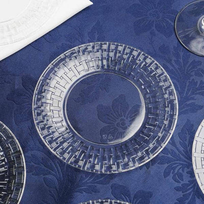 10-Pack Plastic Dessert Plates 7" Basketweave Rim Design Clear - Disposable Appetizer and Salad Plates