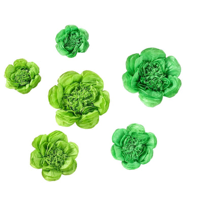 Set of 6 Mint / Apple Green Peony 3D Paper Flowers Wall Decor 7",9",11"
