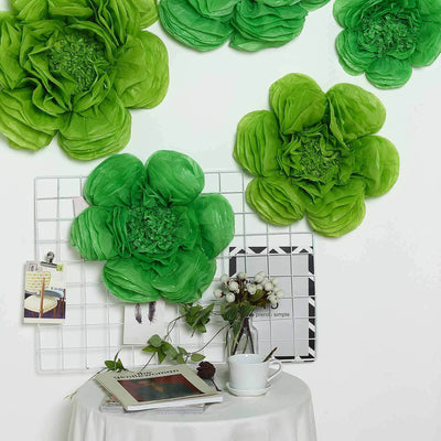 Set of 6 Mint / Apple Green Peony 3D Paper Flowers Wall Decor 7",9",11"