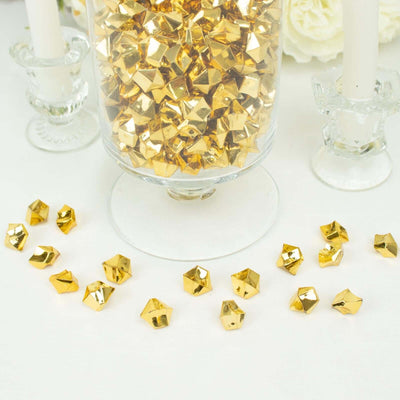 300 Pcs Gold Acrylic Ice Bead Vase Fillers Large - Sleek DIY Craft Crystals for Centerpieces & Table Decor