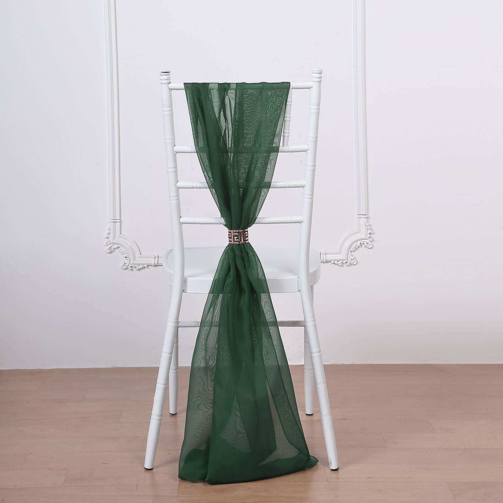 Emerald Green Chiffon Chair Sashes 5-Pack