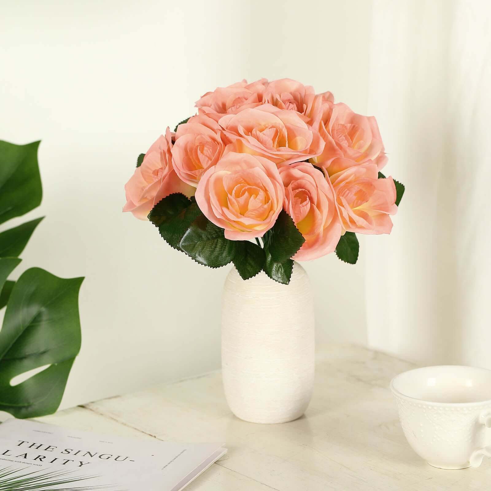 Peach Velvet-Like Rose Bouquet Bush | eFavormart.com