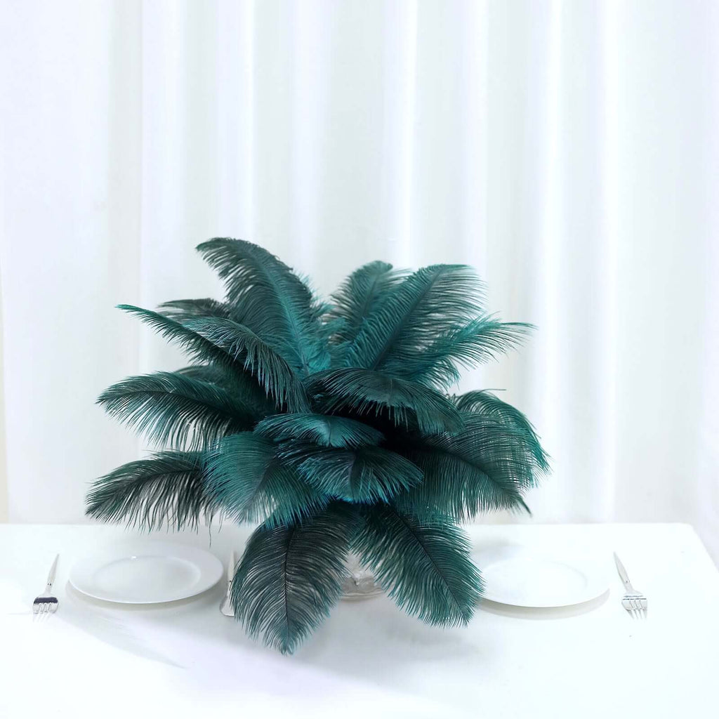 12-Pack Peacock Teal Ostrich Feathers | eFavormart.com