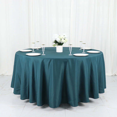 Polyester Round Tablecloth 108" Peacock Teal - Durable and Stain-Resistant for Easy Maintenance