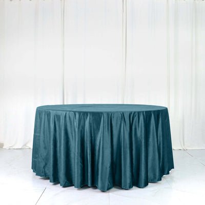 Premium Velvet Round Tablecloth 120" Peacock Teal - Seamless Soft & Reusable Table Cover