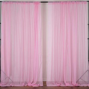 2 Pack Pink Chiffon Backdrop Drape Curtains, Inherently Flame Resistant Sheer Premium Organza Event Divider Panels With Rod Pockets - 10ftx10ft