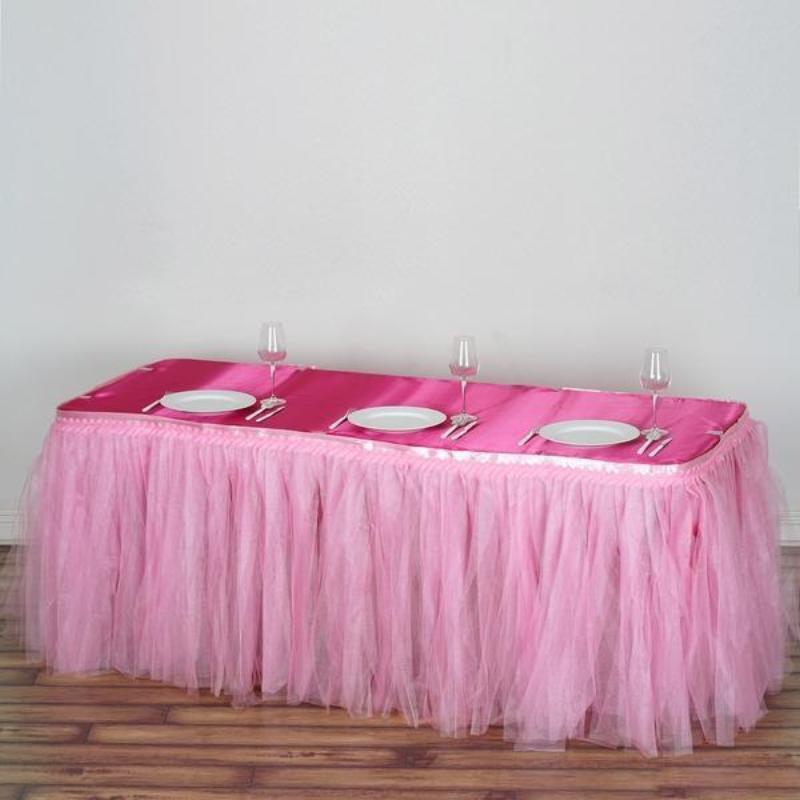 Pink pleated table clearance skirt