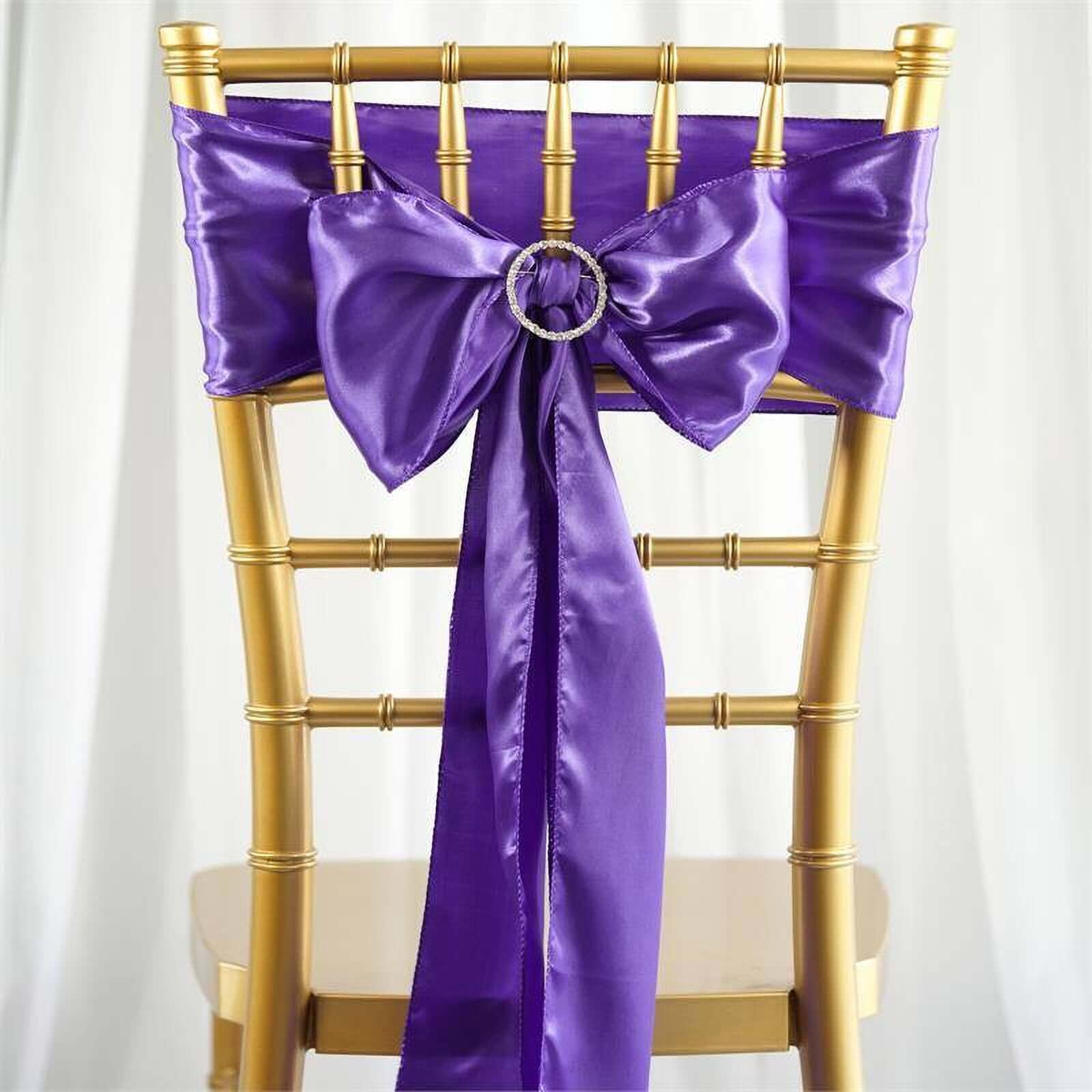 5-Pack Purple Satin Chair Sashes 6x106 | eFavormart.com