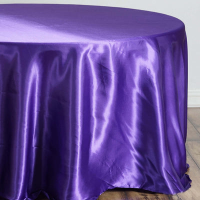 Satin Round Tablecloth 108" Purple - Smooth & Durable Table Cover