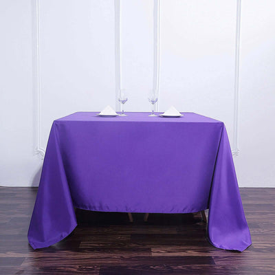 Polyester Square Tablecloth 90"x90" Purple - Wrinkle-Resistant & Durable Table Cover