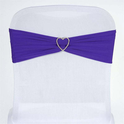 5 Pack Stretch Spandex Chair Sashes 5"x12" Purple - Two Ply Heavy Duty Fitted Chair Bands