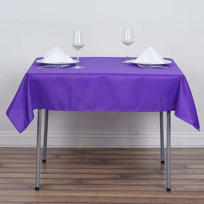 Polyester Square Tablecloth 54"x54" Purple - Wrinkle-Resistant Table Cover