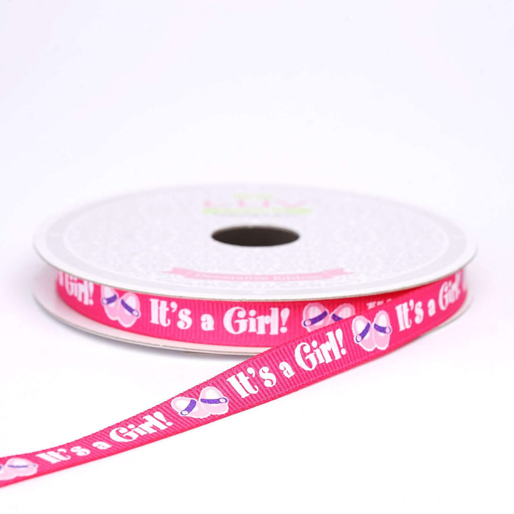 Pink Printed Grosgrain Ribbon - 10 Yards 3/8