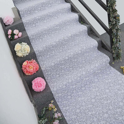 White Floral Lace Aisle Runner 36"x100ft