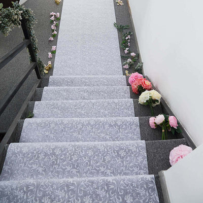 White Floral Lace Aisle Runner 36"x100ft