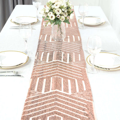 Sequin Table Runner 12"x108" Rose Gold - Diamond Glitz Table Decor