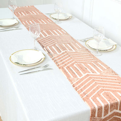 Sequin Table Runner 12"x108" Rose Gold - Diamond Glitz Table Decor