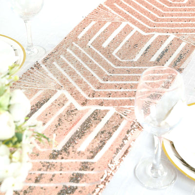 Sequin Table Runner 12"x108" Rose Gold - Diamond Glitz Table Decor