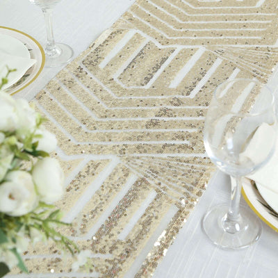 Sequin Table Runner 12"x108" Champagne - Diamond Glitz Table Decor