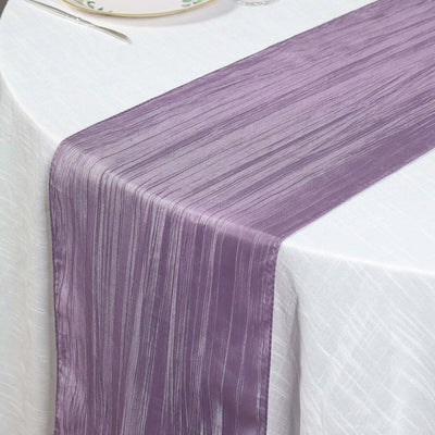 Taffeta Table Runner 12"x108" Violet Amethyst - Accordion Crinkle Table Linen