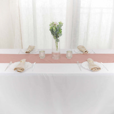 Taffeta Table Runner 12"x108" Dusty Rose - Accordion Crinkle Table Linen