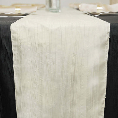 Taffeta Table Runner 12"x108" Ivory - Accordion Crinkle Table Linen