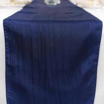 Taffeta Table Runner 12"x108" Navy Blue - Accordion Crinkle Table Linen