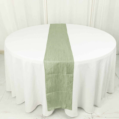 Taffeta Table Runner 12"x108" Sage Green - Accordion Crinkle Table Linen