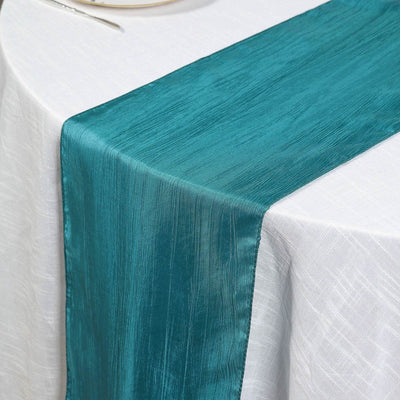 Taffeta Table Runner 12"x108" Teal - Accordion Crinkle Table Linen