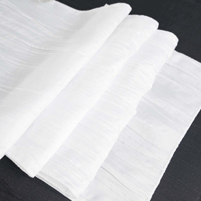 Taffeta Table Runner 12"x108" White - Accordion Crinkle Table Linen for Stylish Events