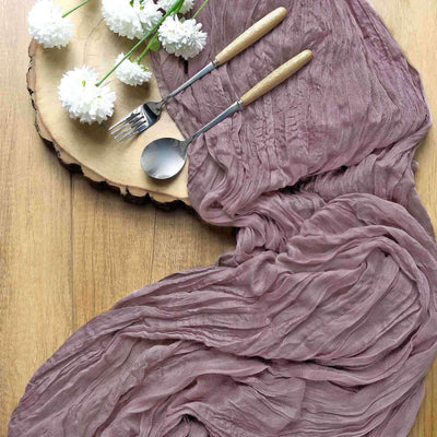 Gauze Cheesecloth Table Runner 10ft Violet Amethyst - Rustic Boho Table Linen
