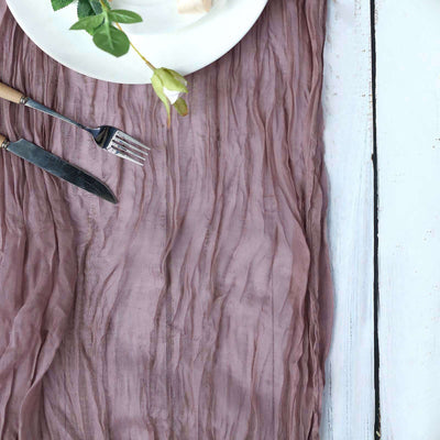 Gauze Cheesecloth Table Runner 10ft Violet Amethyst - Rustic Boho Table Linen