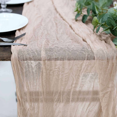 Gauze Cheesecloth Table Runner 10ft Nude - Rustic Boho Table Linen